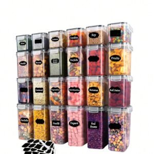 Sets de 6/9/12/18 piezas de utensilios de cocina, cajas de pasta selladas con tapas, etiquetas y marcas - Contenedores versátiles para pasta, alimentos secos, harina y azúcar - Organizador y almacenamiento de cocina, aptos para lavavajillas, regalos para mujeres, almacén local, tocador