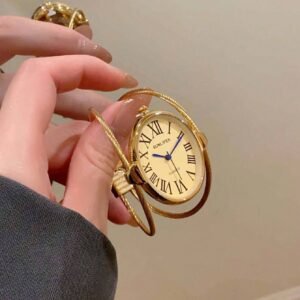 1 pieza Reloj de pulsera vintage de lujo para mujer, de oro/plata pequeño. Reloj de cuarzo minimalista y elegante, adecuado para uso diario, regalo de cumpleaños